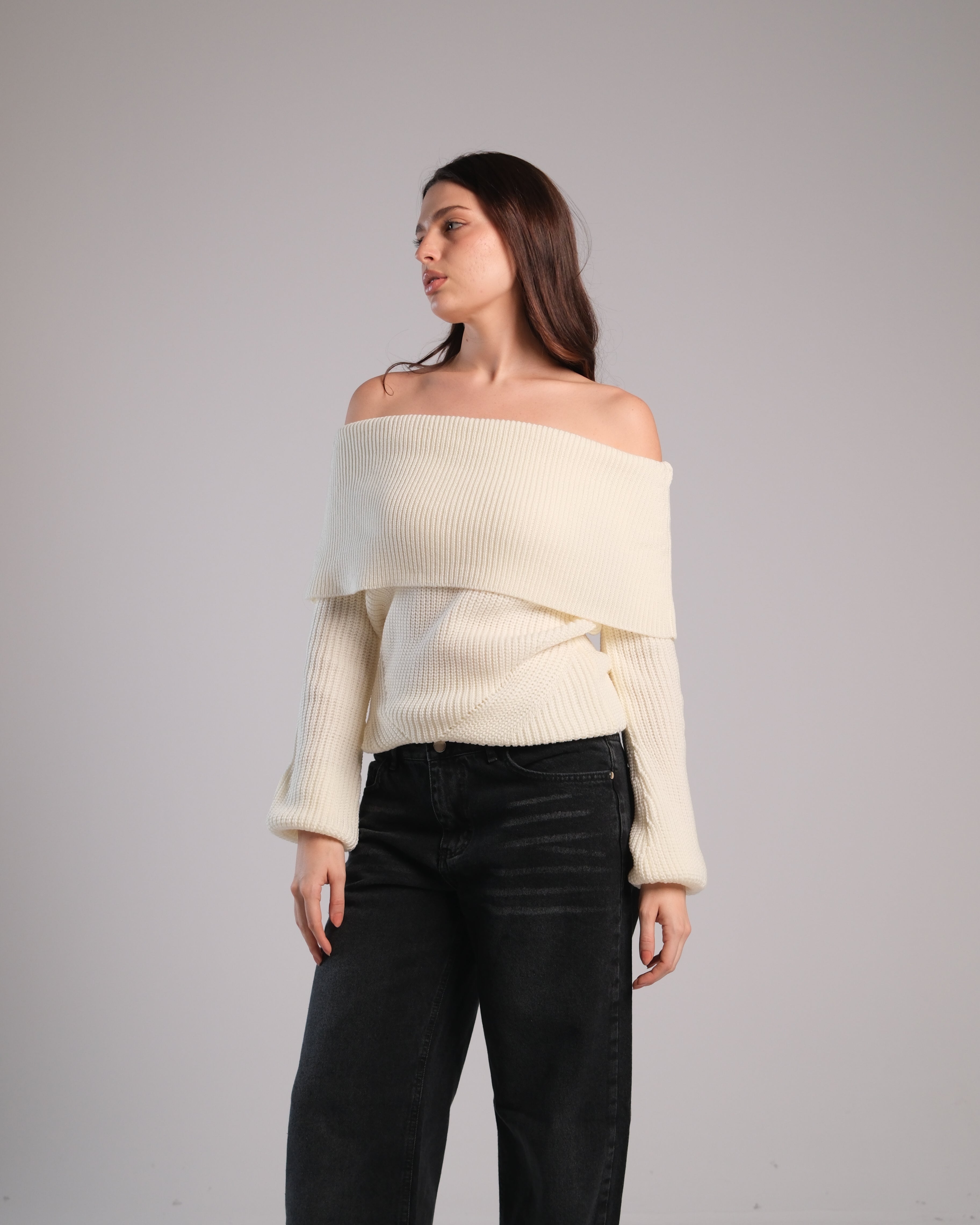 Off Shoulder Knit Sweater