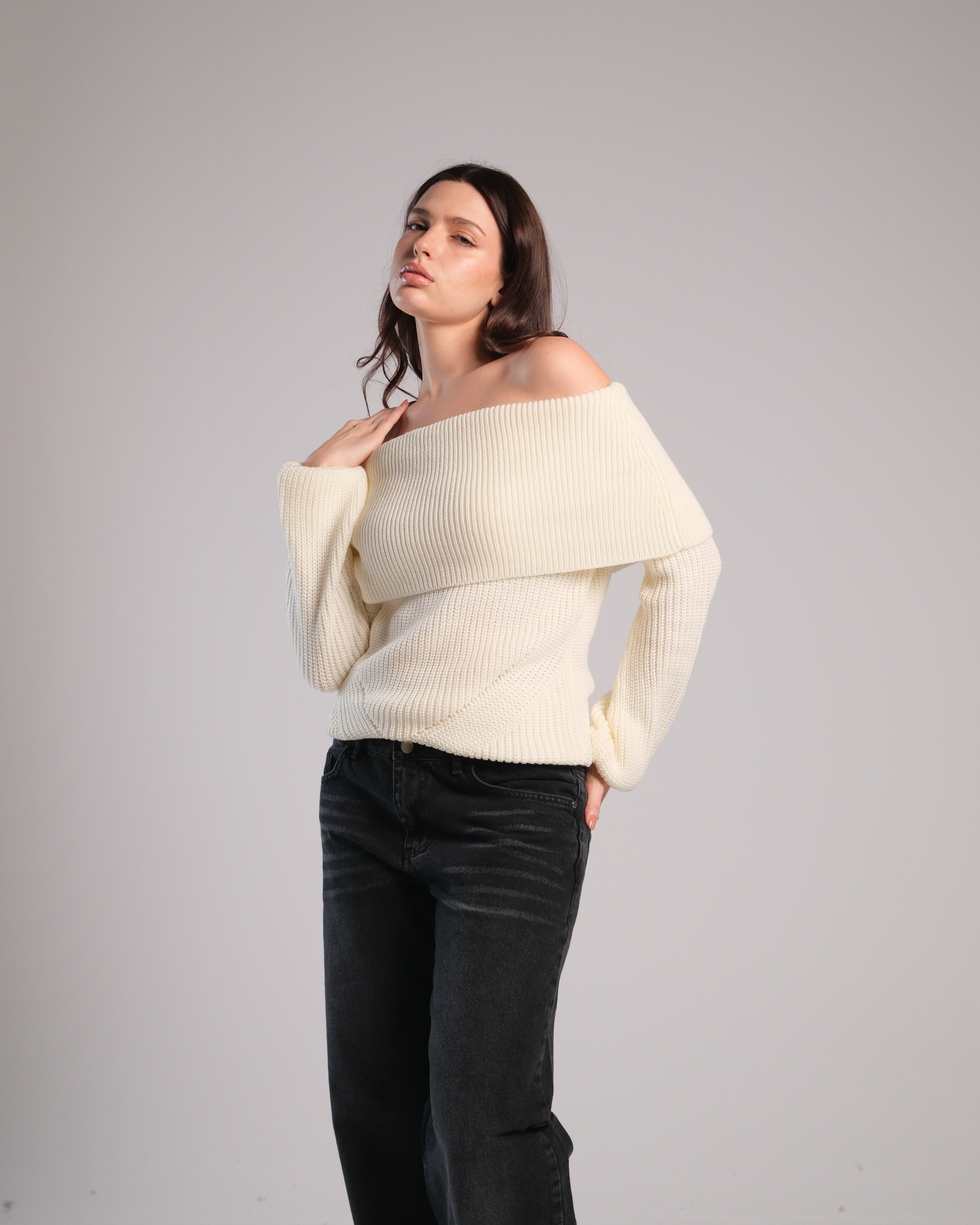 Off Shoulder Knit Sweater