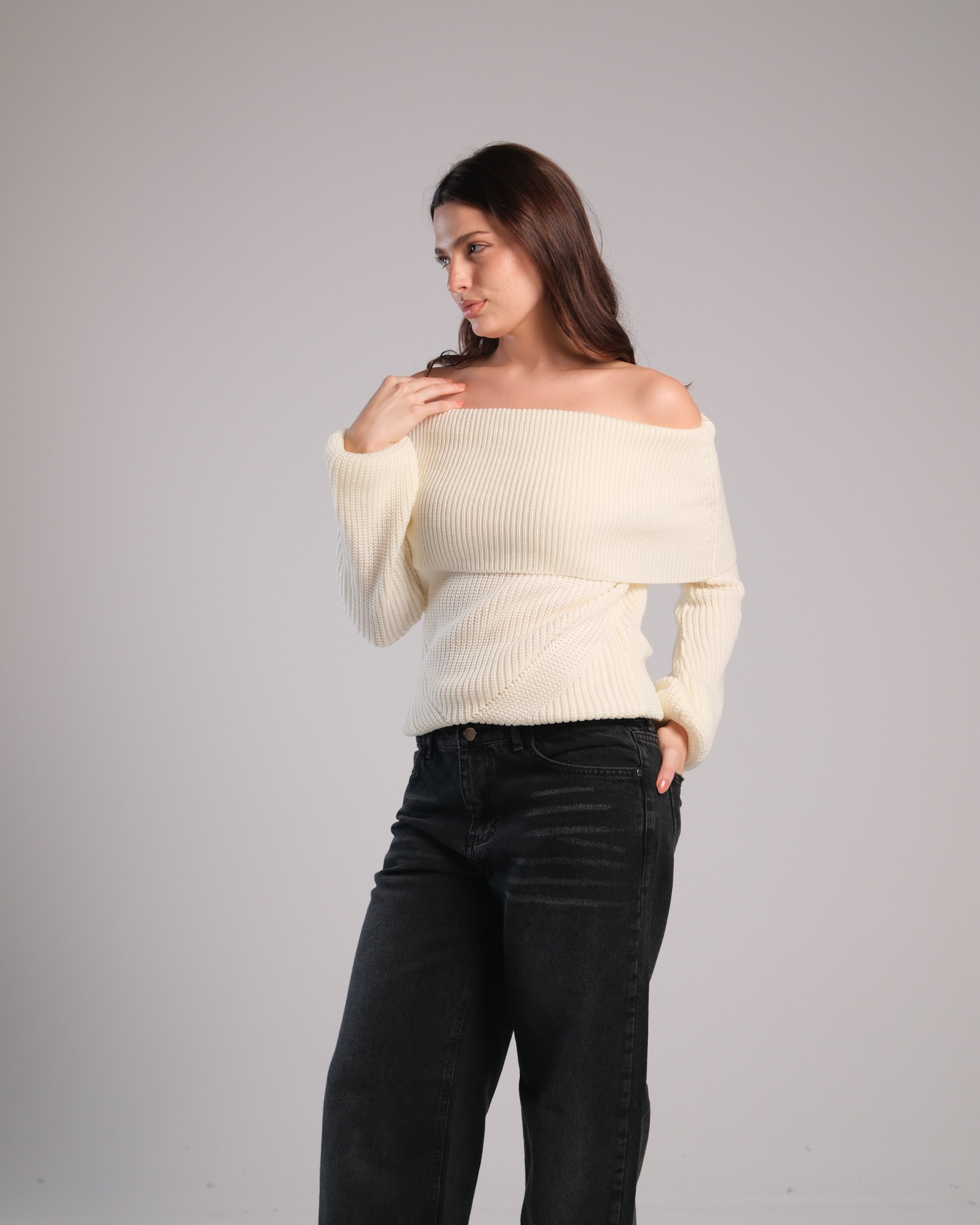 Off Shoulder Knit Sweater