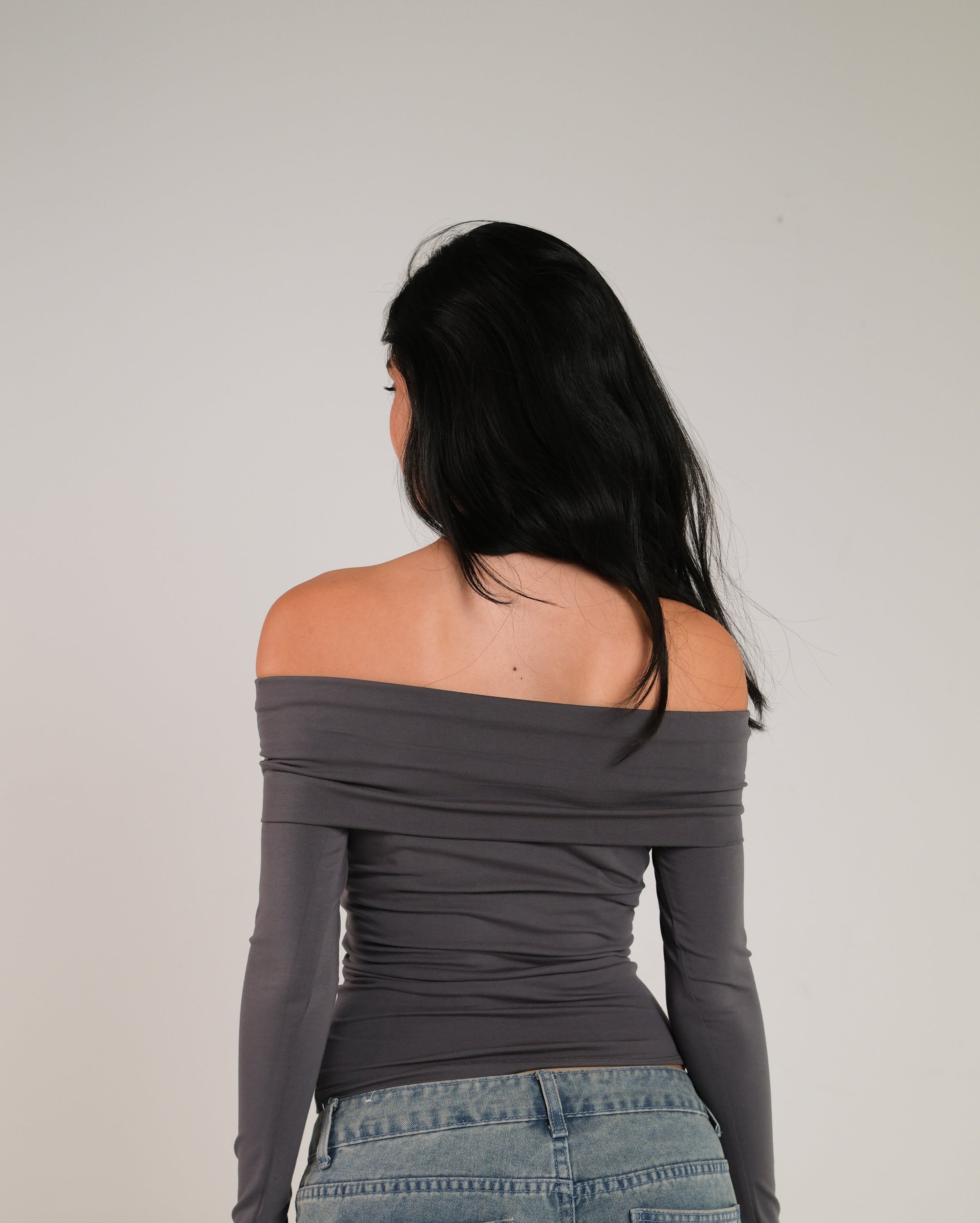 Off Shoulder Long Sleeve Contour Top