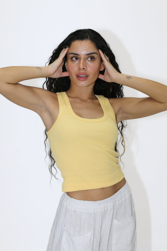 Pastel Yellow Ribbed Tank Top