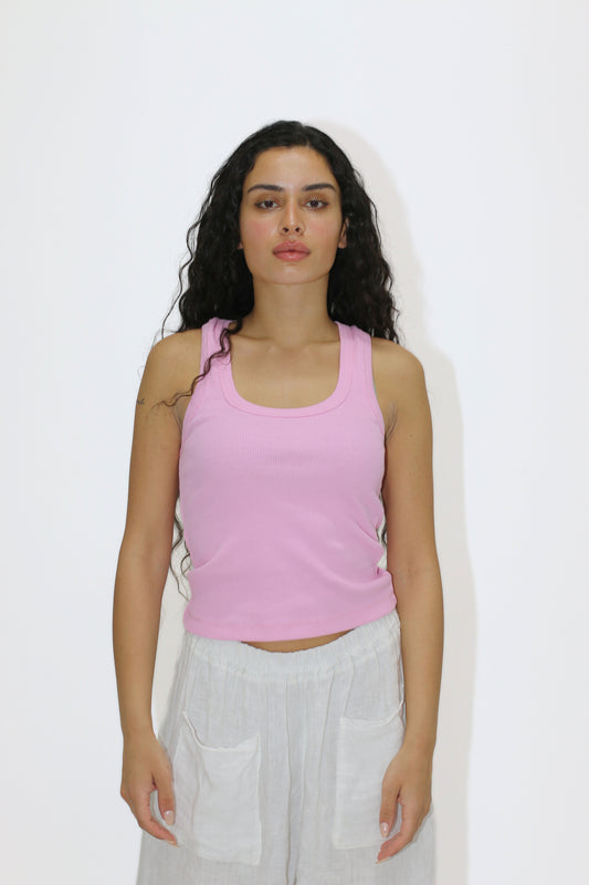 Pink Ribbed Tank Top