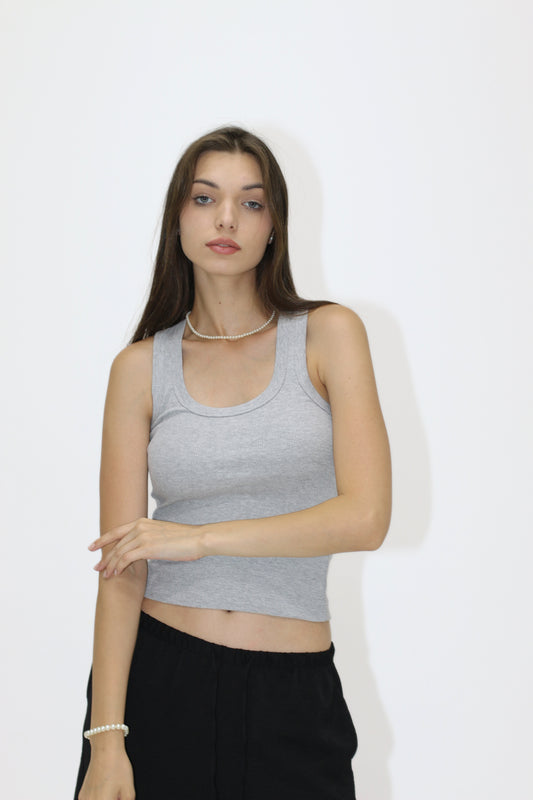 Gray Stone Ribbed Tank Top