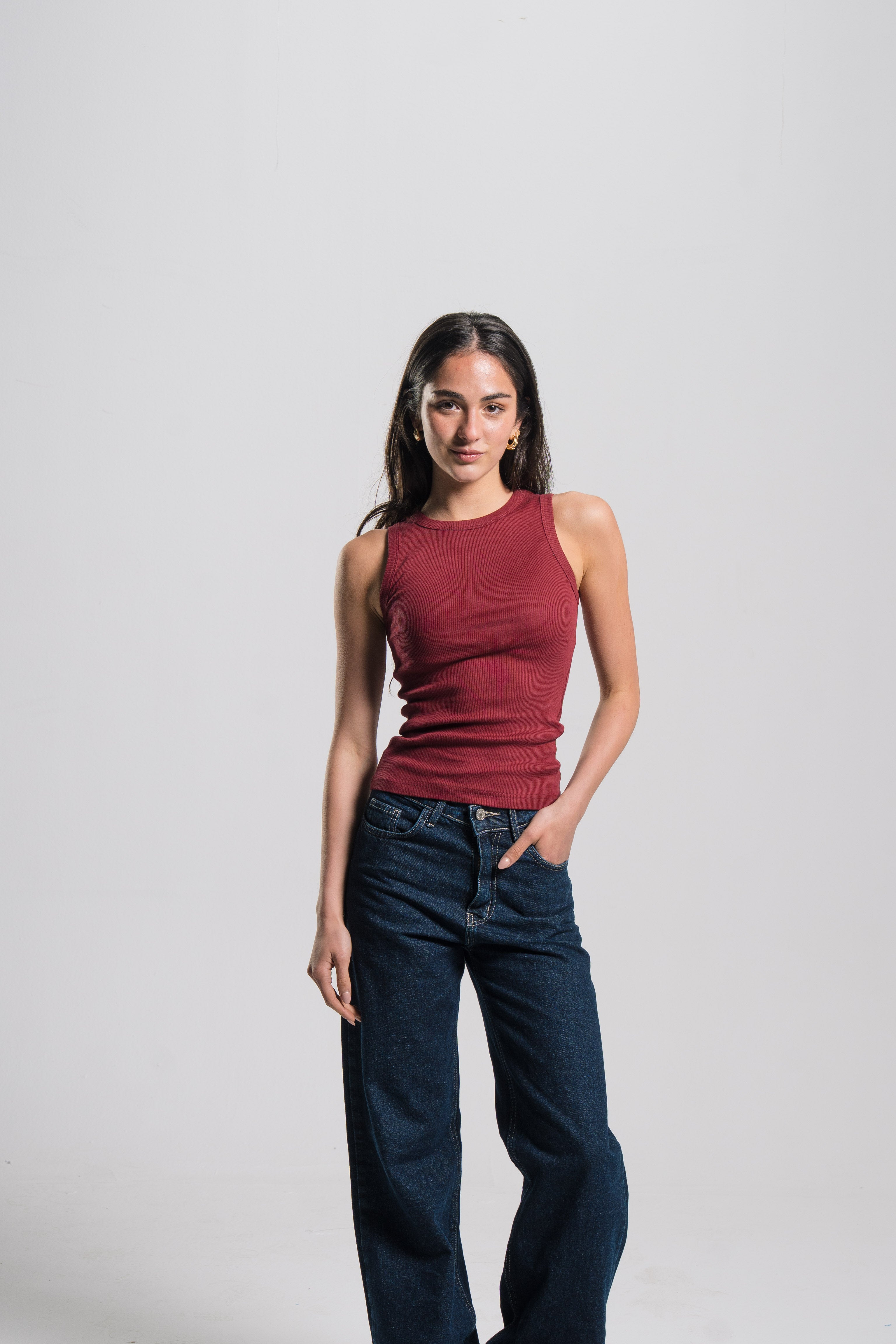 Crewneck Ribbed Tank Top