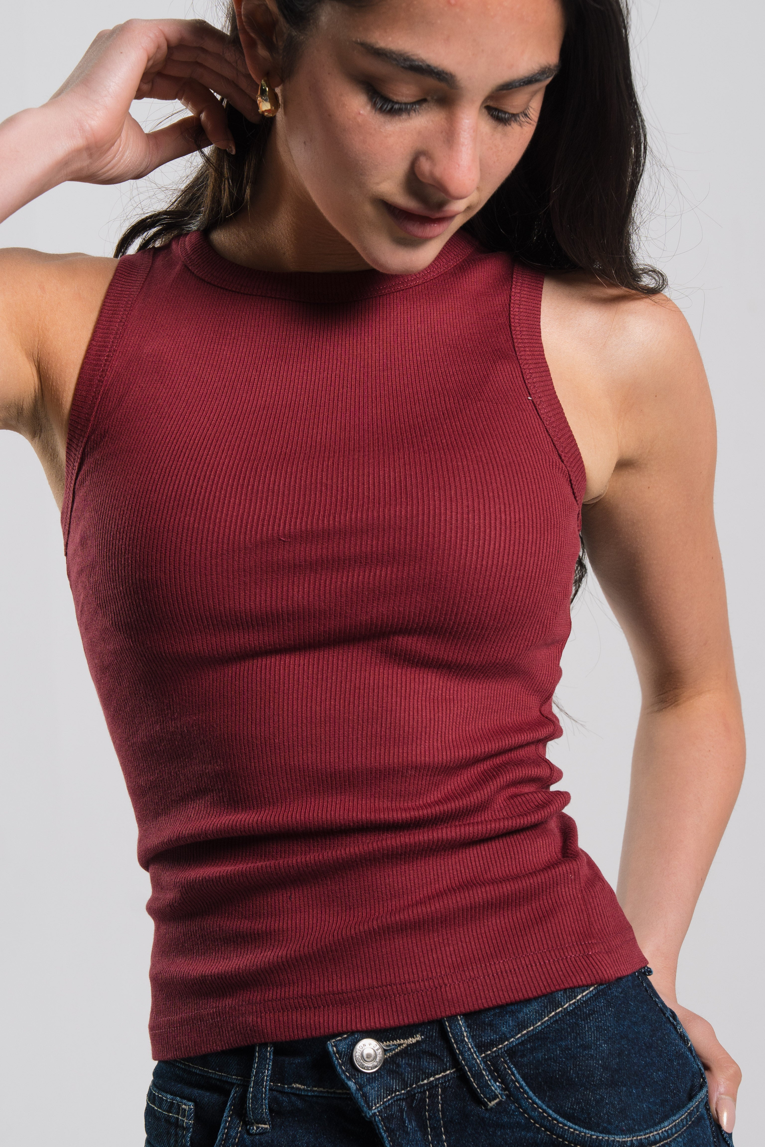 Crewneck Ribbed Tank Top