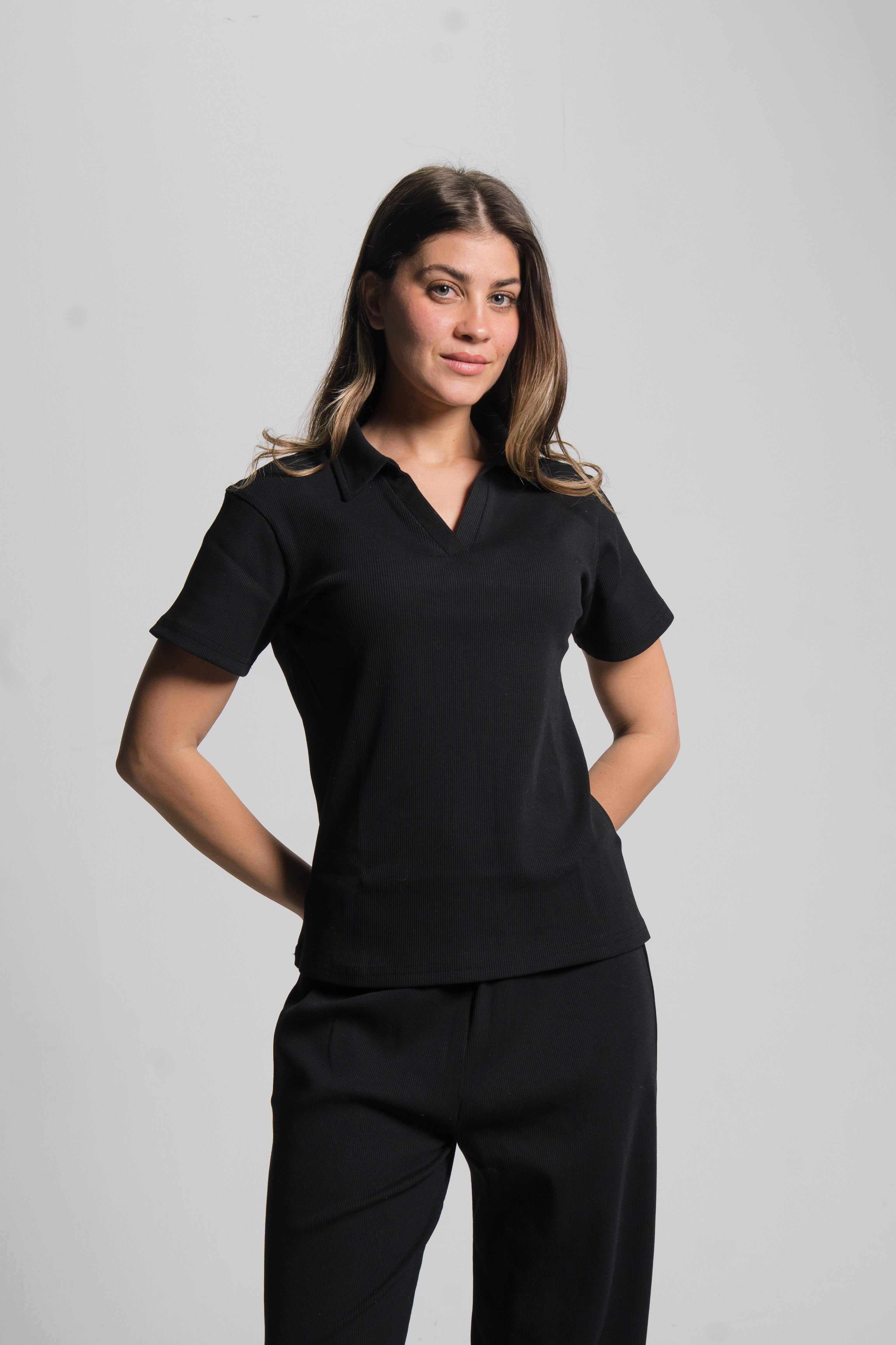 Polo Ribbed Top