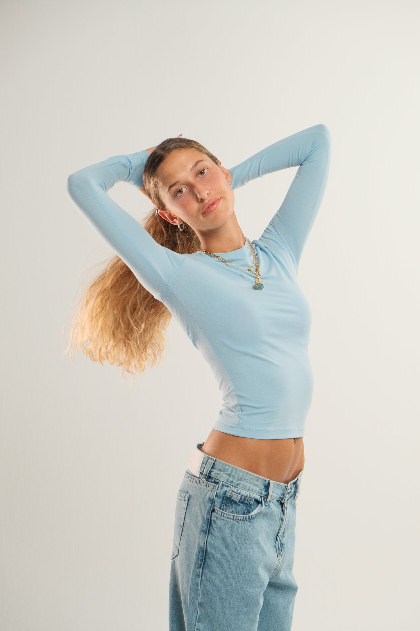 Baby Blue Long Sleeve Contour Top