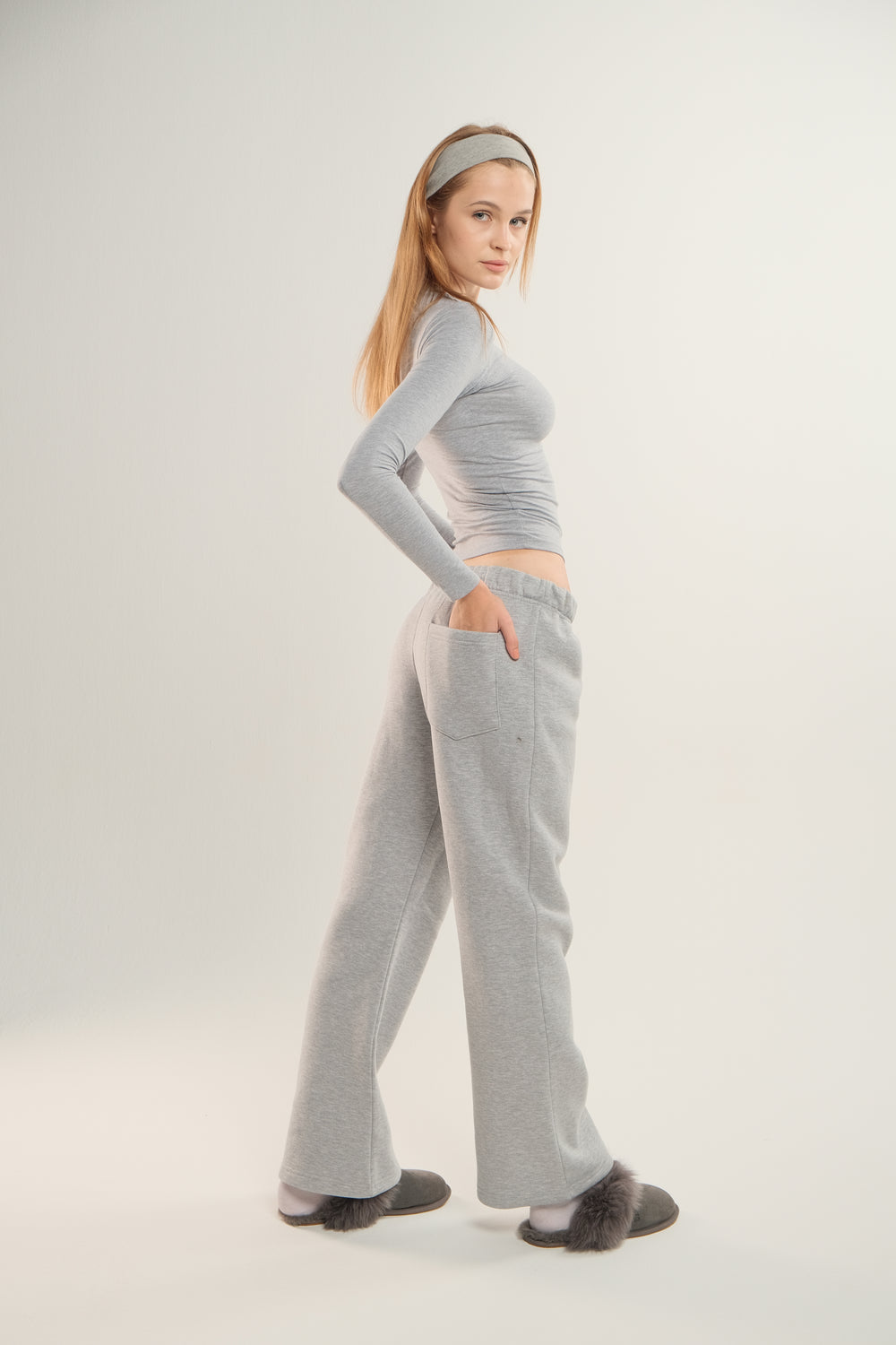 Gray Stone Long Sleeve Contour Top