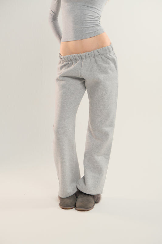 Light Grey Low-Waist Flared Sweatpants