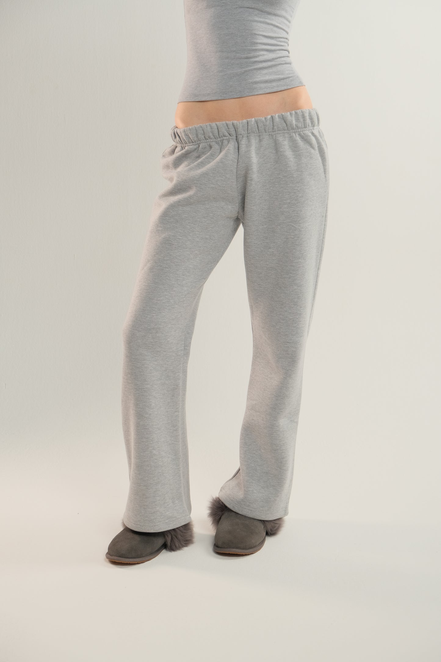 Light Grey Low-Waist Flared Sweatpants