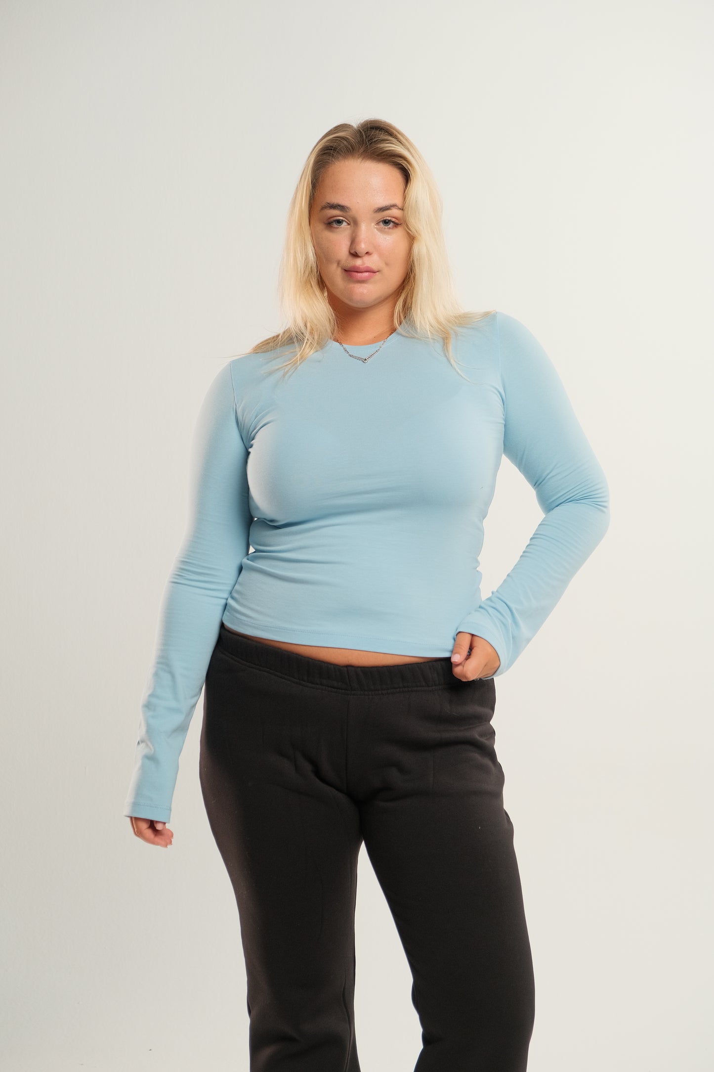 Baby Blue Long Sleeve Contour Top