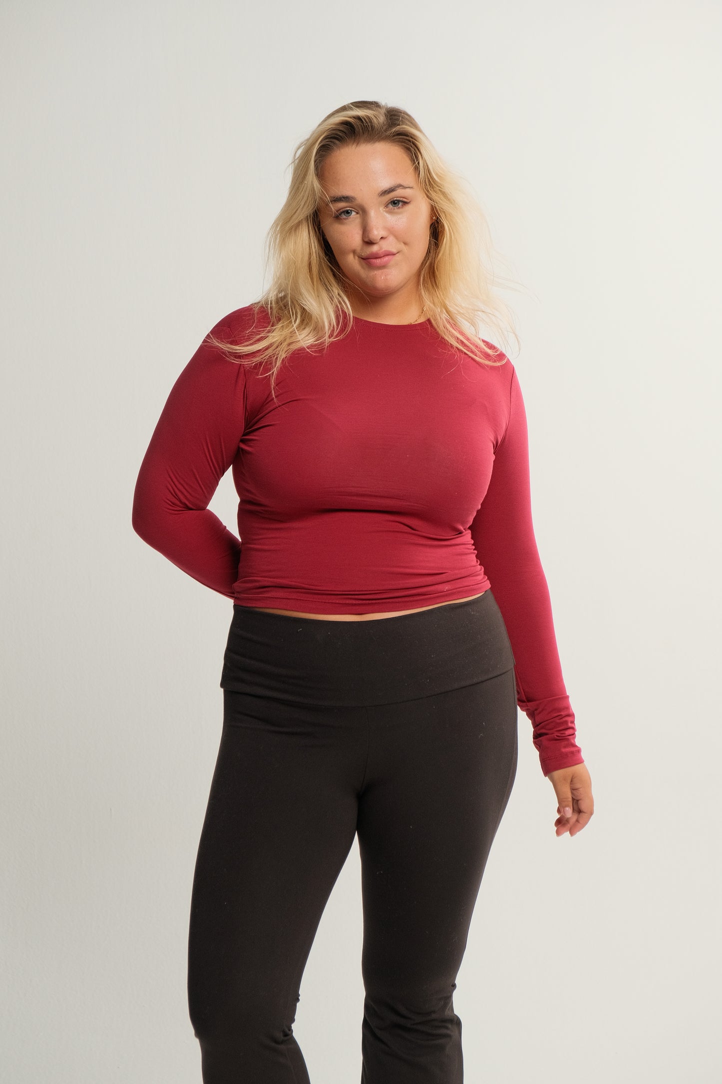 Burgundy Long Sleeve Contour Top