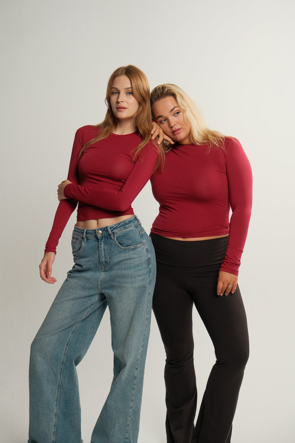Burgundy Long Sleeve Contour Top