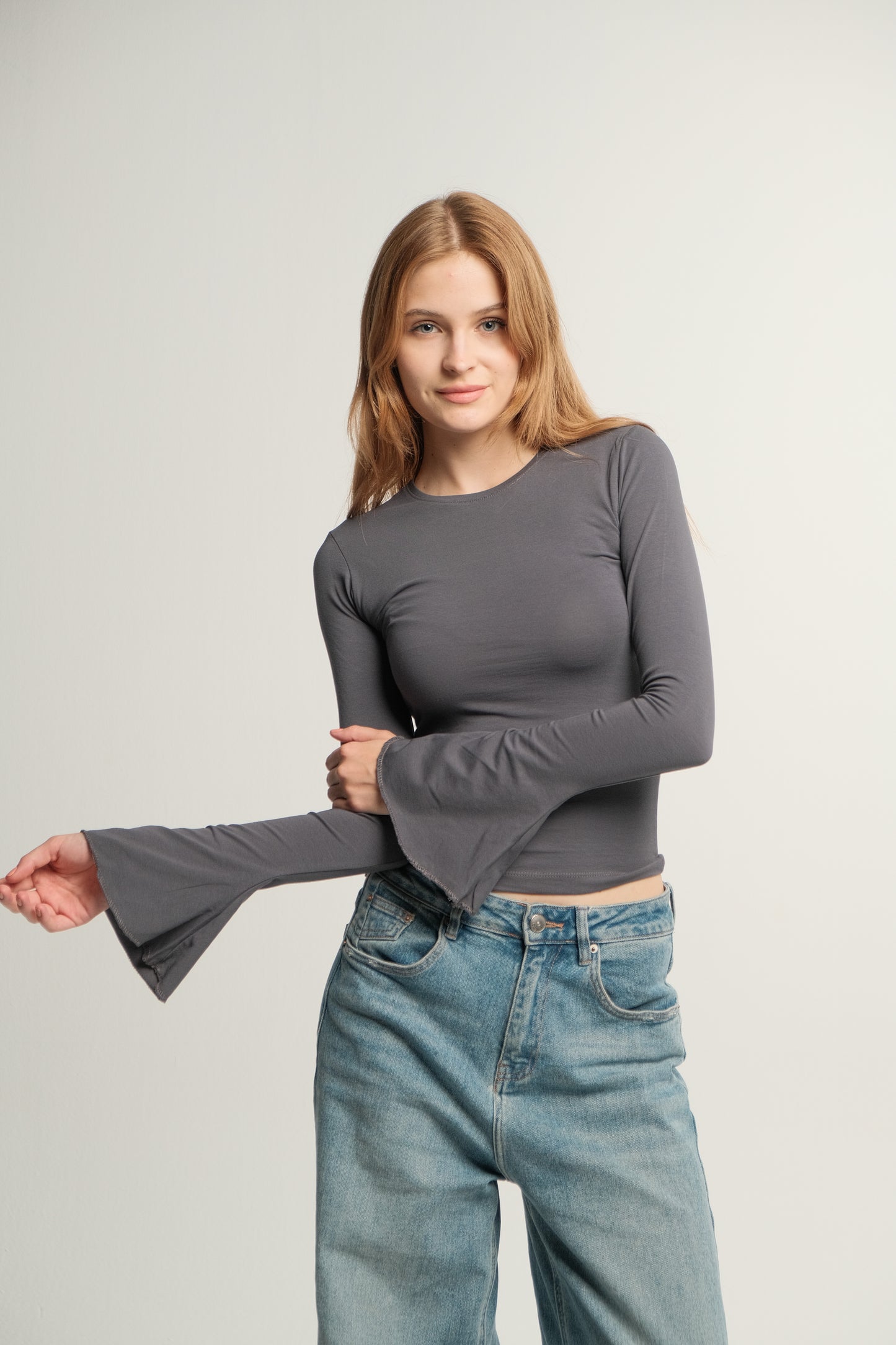 Charcoal Flared Contour Top