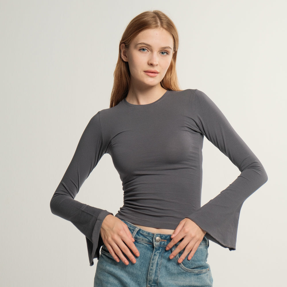 Charcoal Flared Contour Top