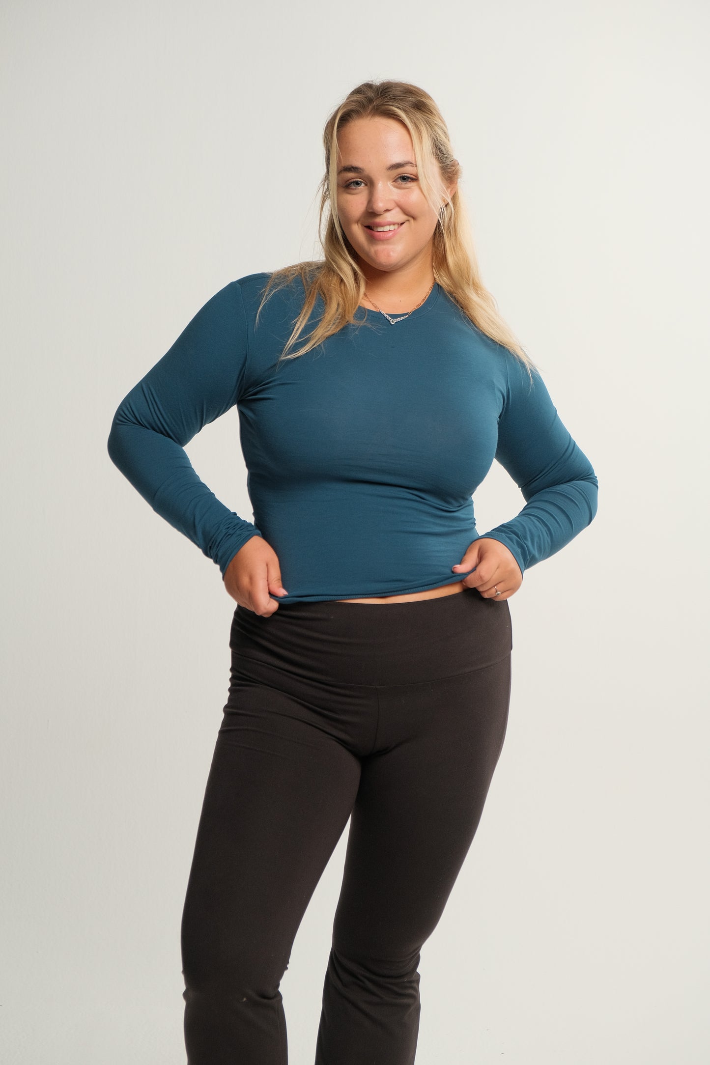 Indigo Blue Long Sleeve Contour Top