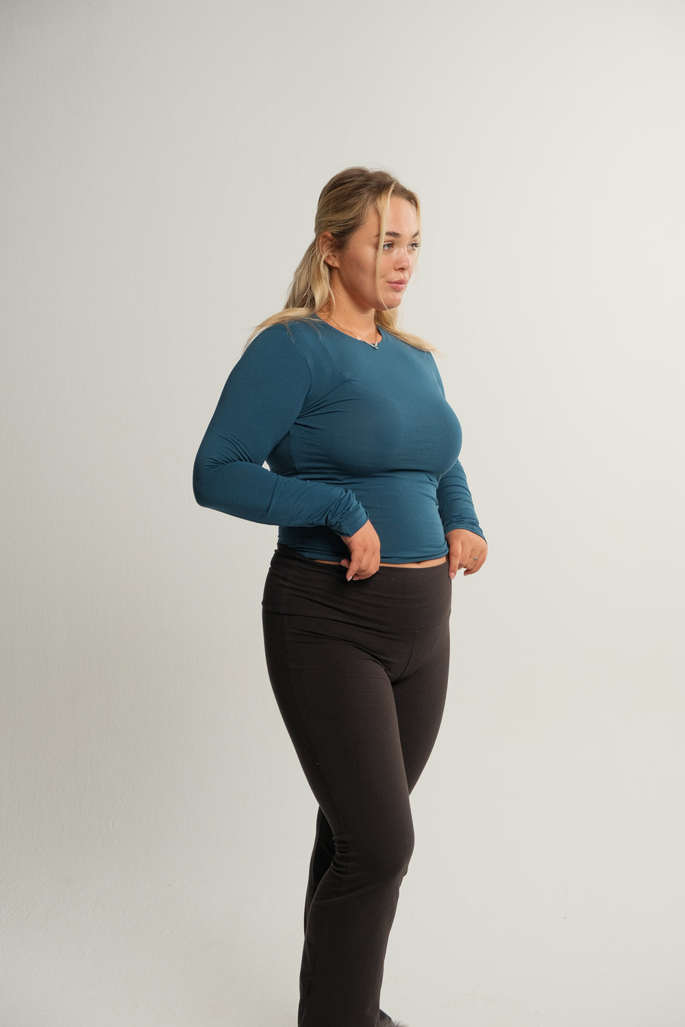 Indigo Blue Long Sleeve Contour Top