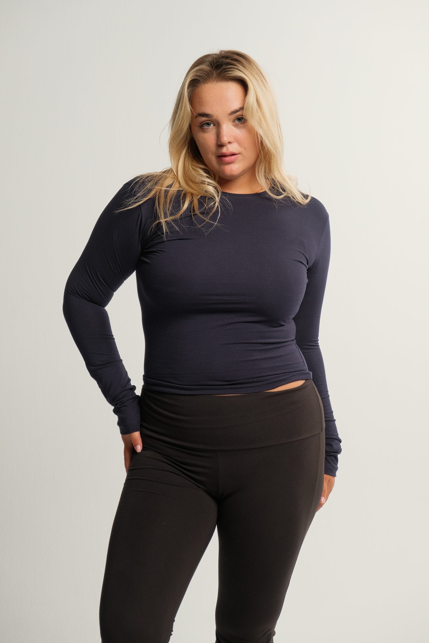 Navy Long Sleeve Contour Top