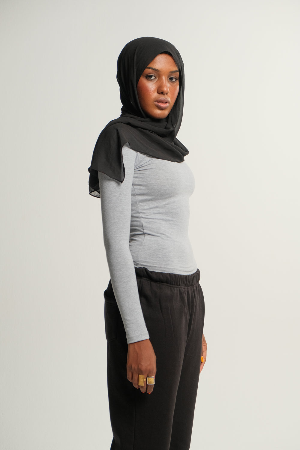 Gray Stone Long Sleeve Contour Top