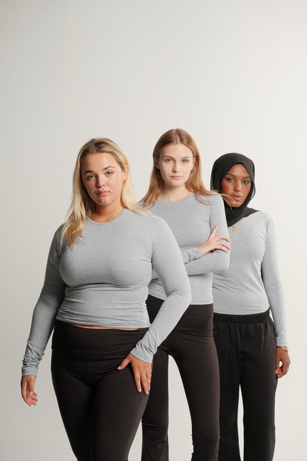 Gray Stone Long Sleeve Contour Top