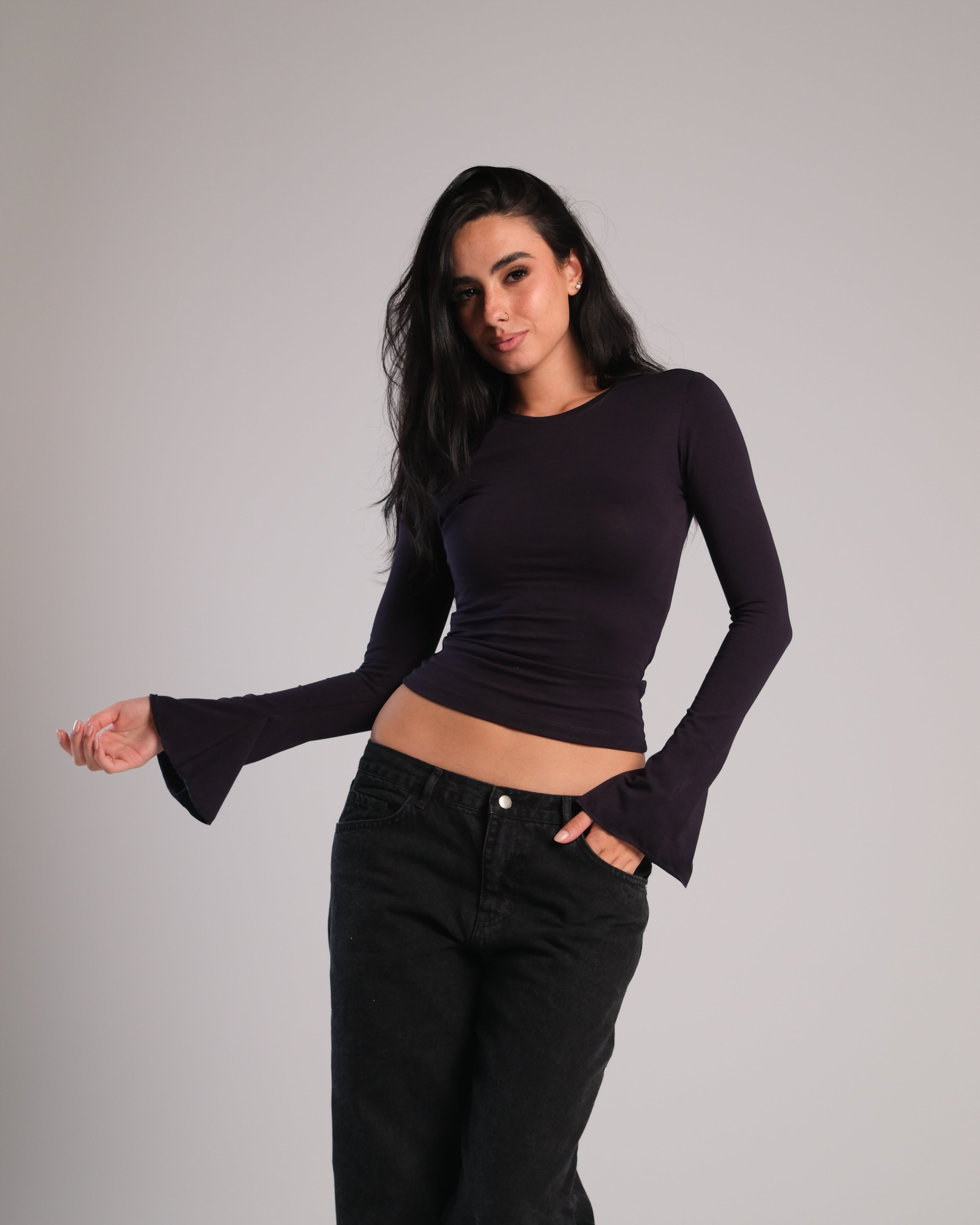 Flared Long Sleeve Contour Top