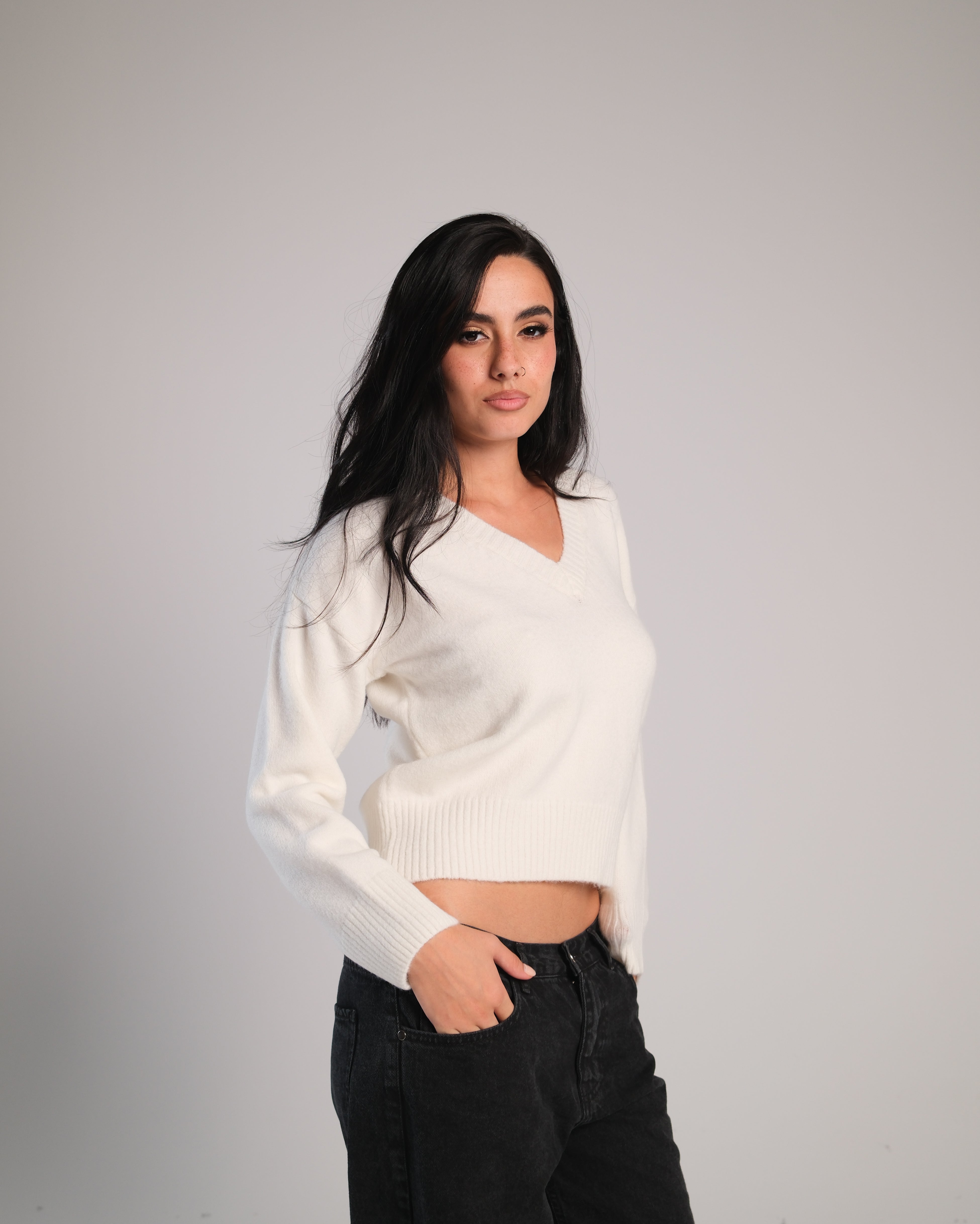 V Neck Knit Sweater