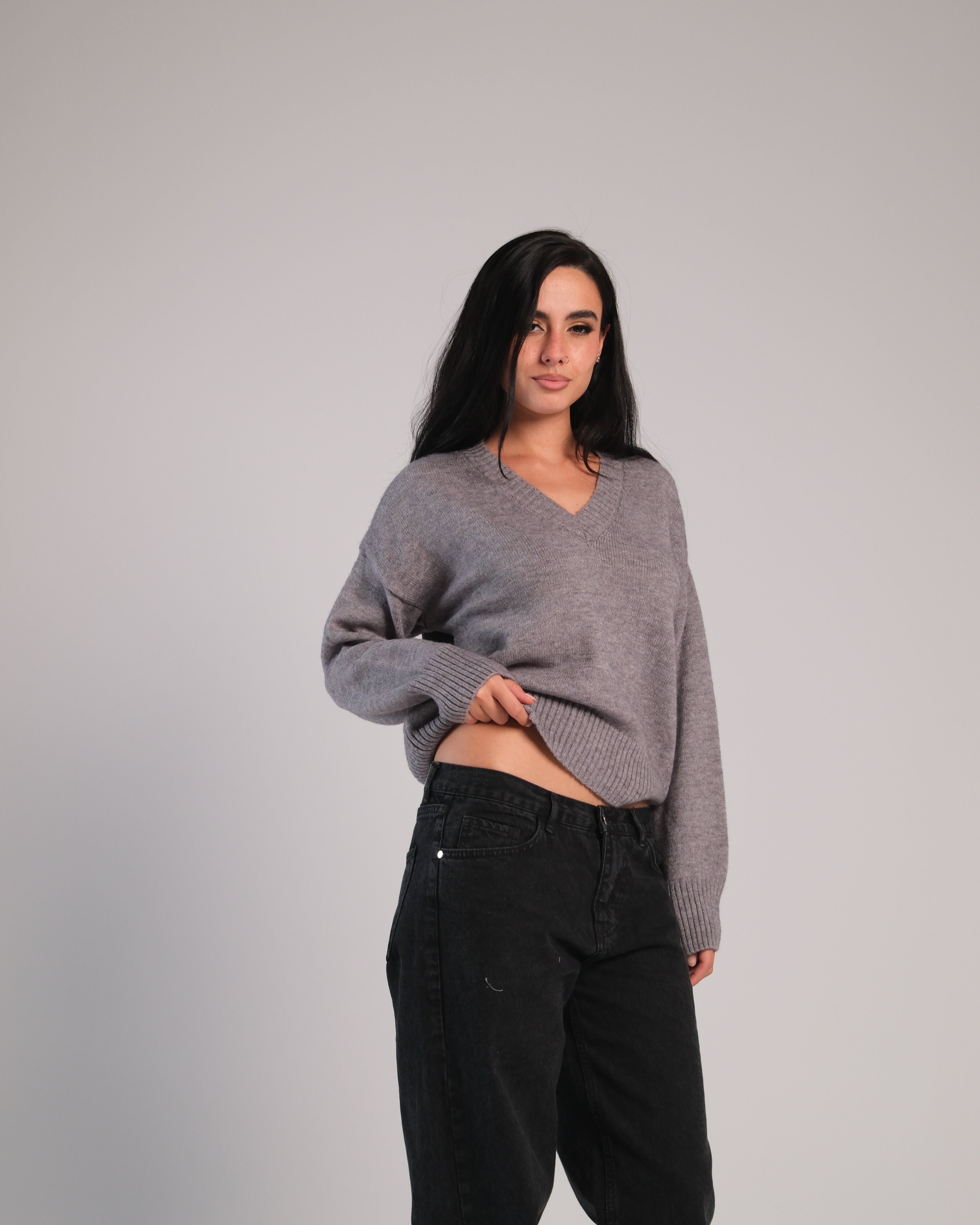 V Neck Knit Sweater
