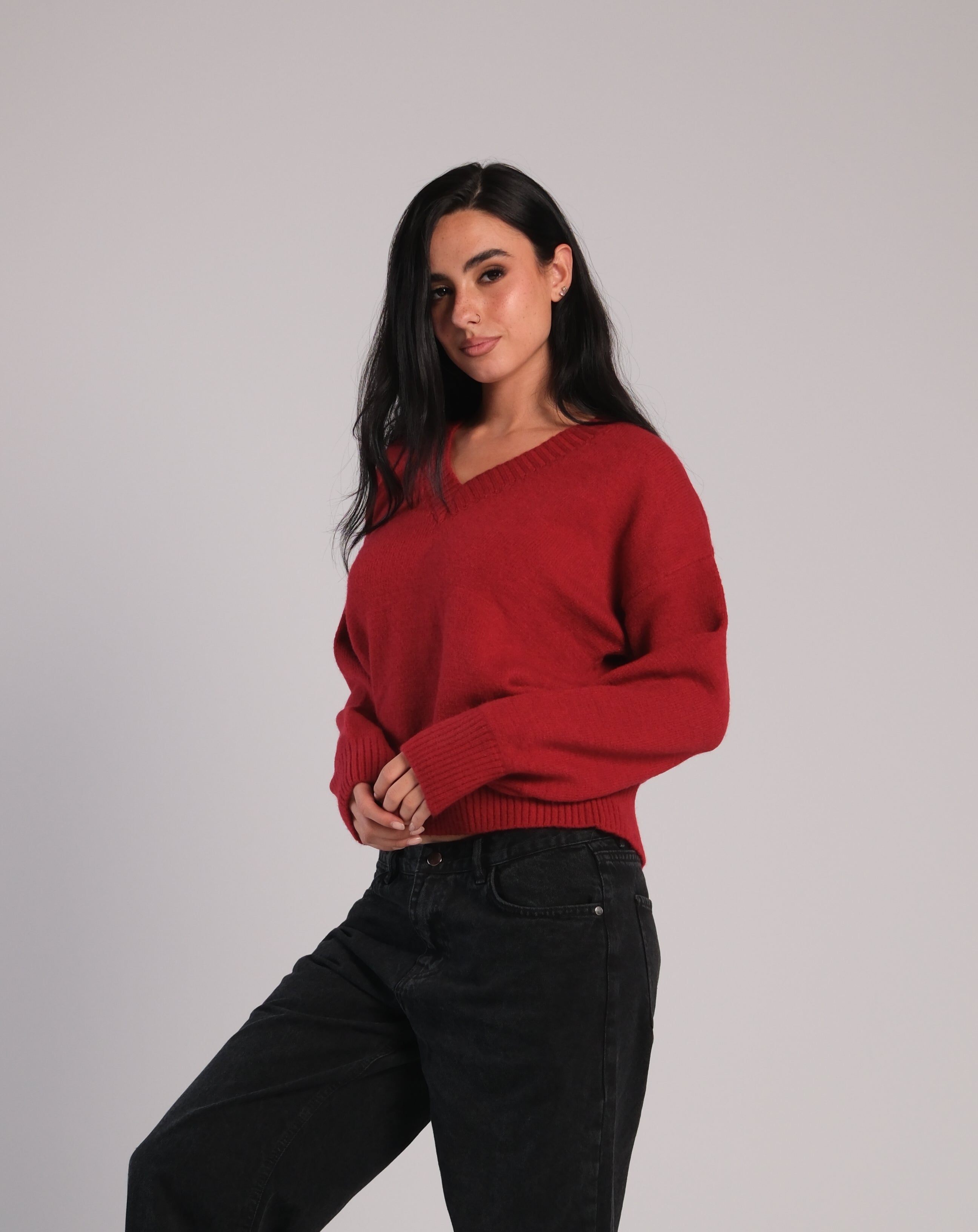 V Neck Knit Sweater