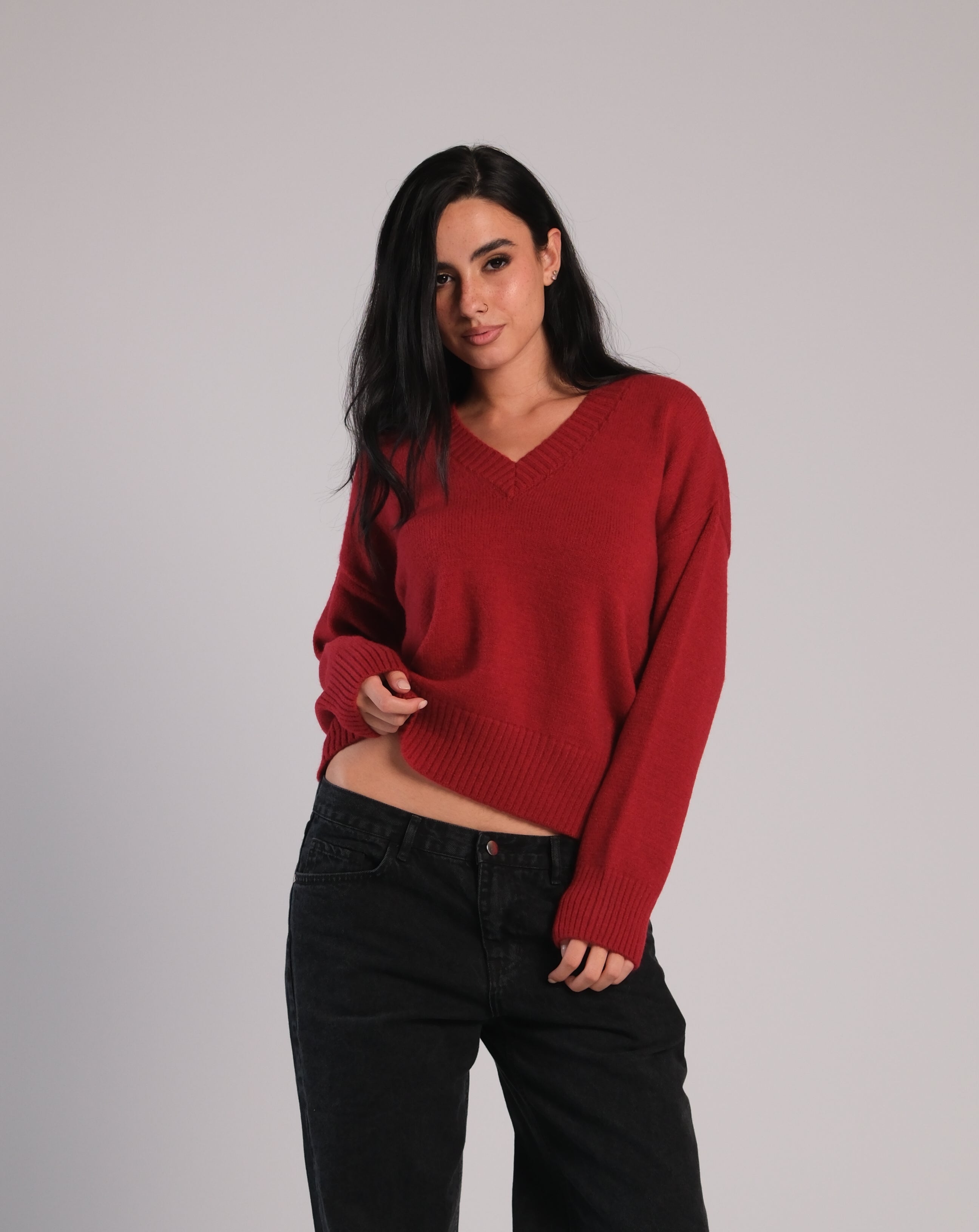 V Neck Knit Sweater