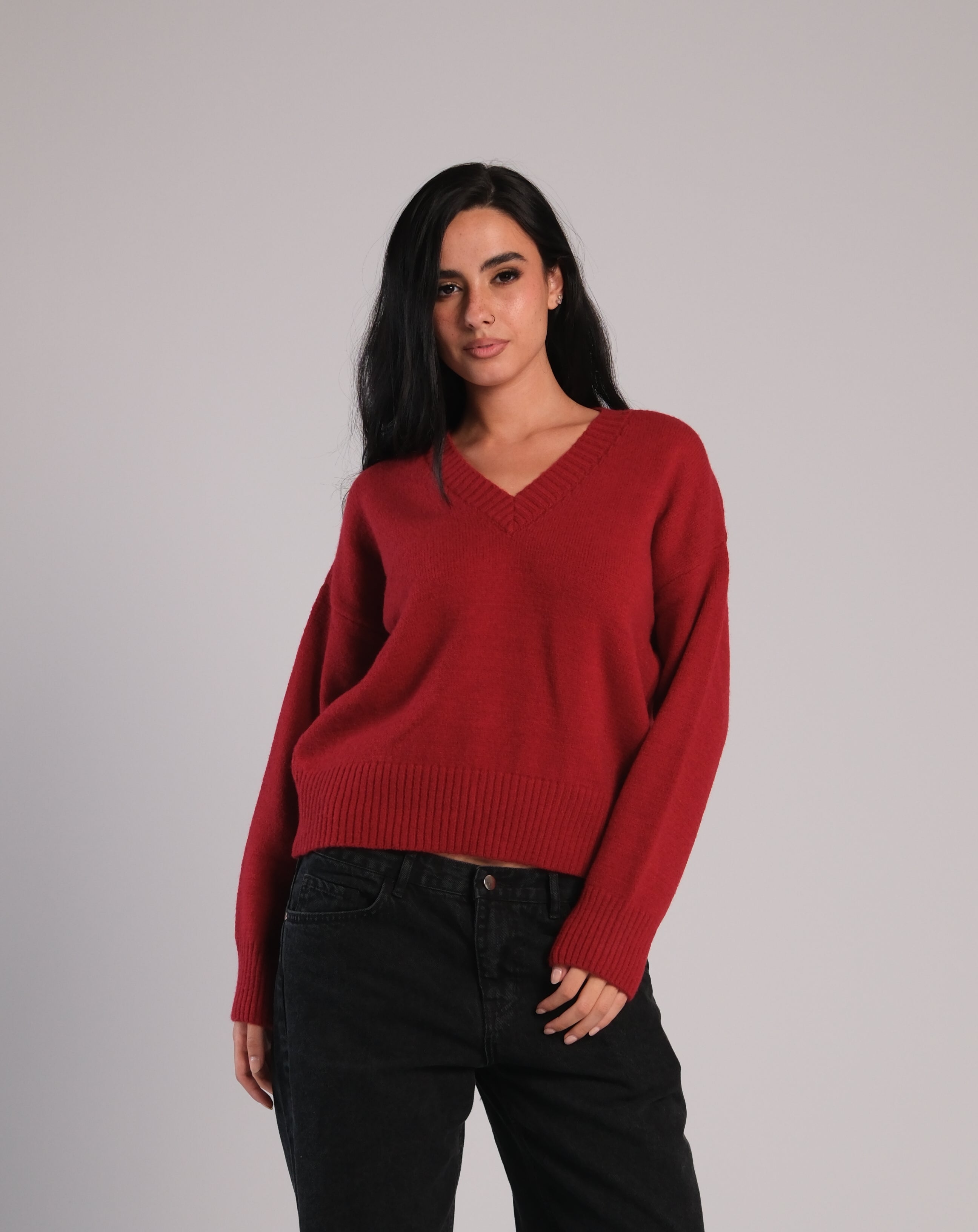 V Neck Knit Sweater