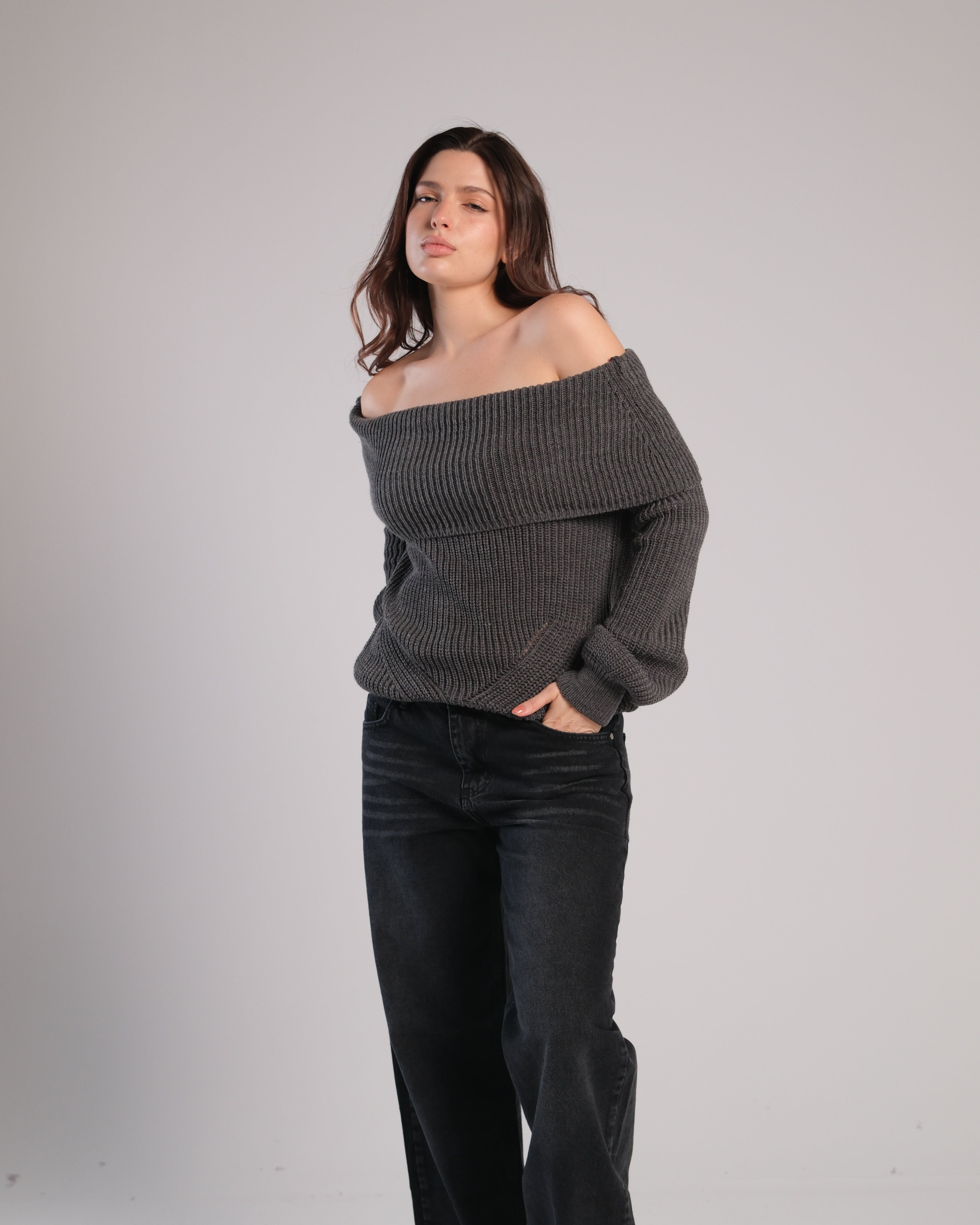 Off Shoulder Knit Sweater