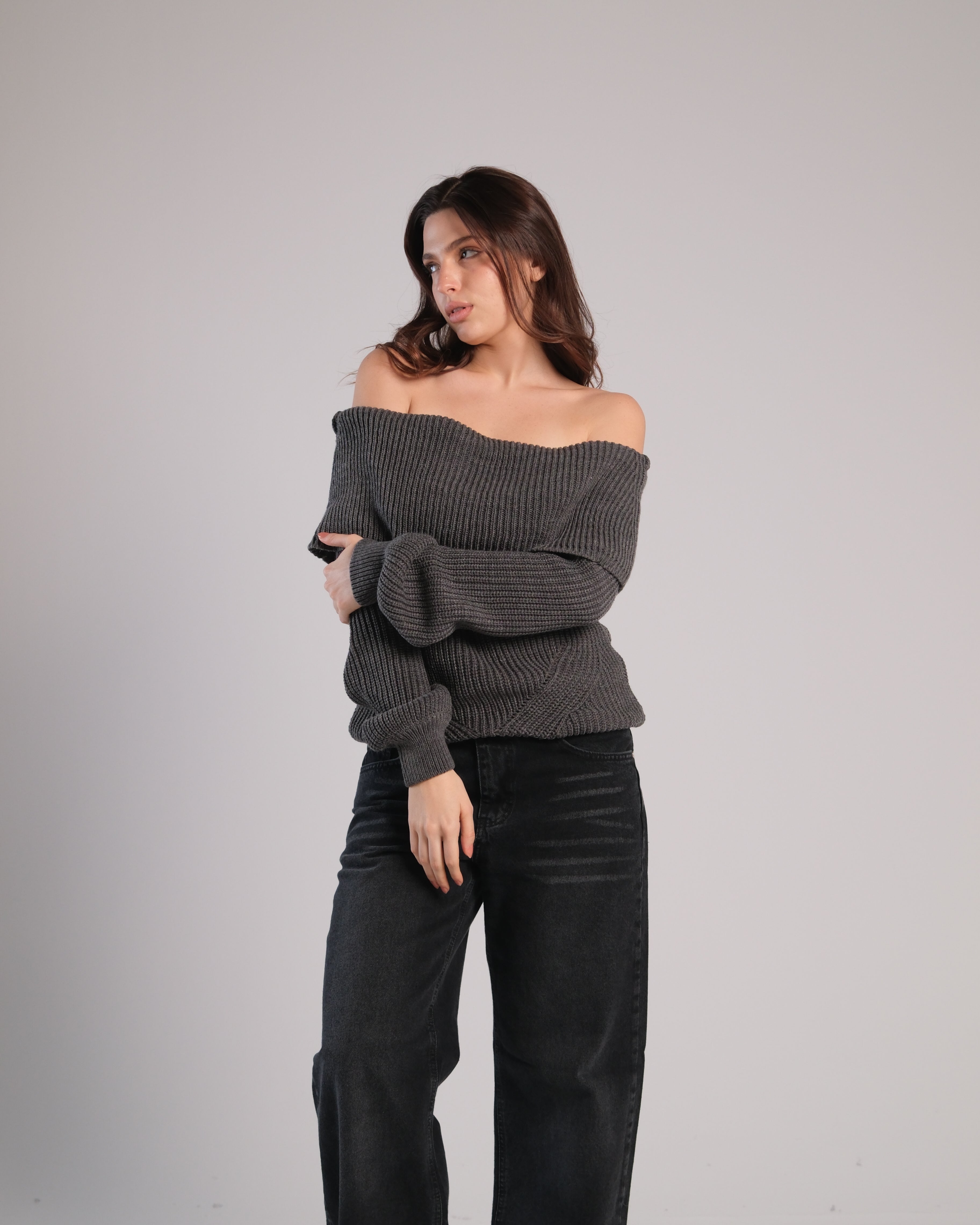 Off Shoulder Knit Sweater