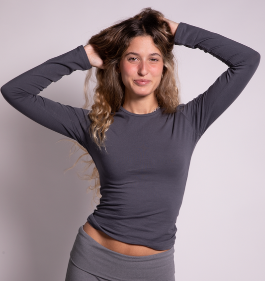 Charcoal Long Sleeve Basic Top