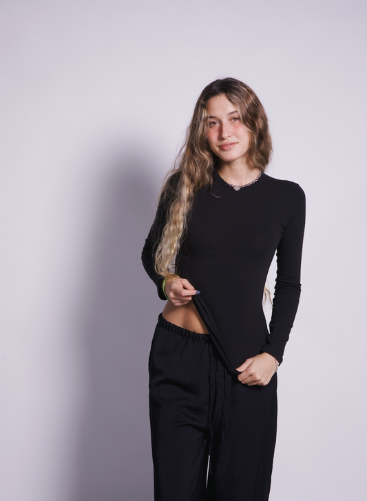 Onyx Long Sleeve Basic Top