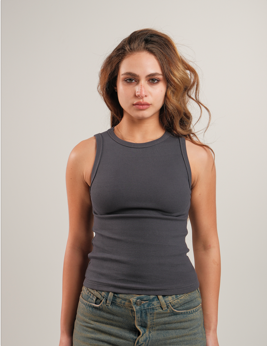 Crewneck Ribbed Tank Top