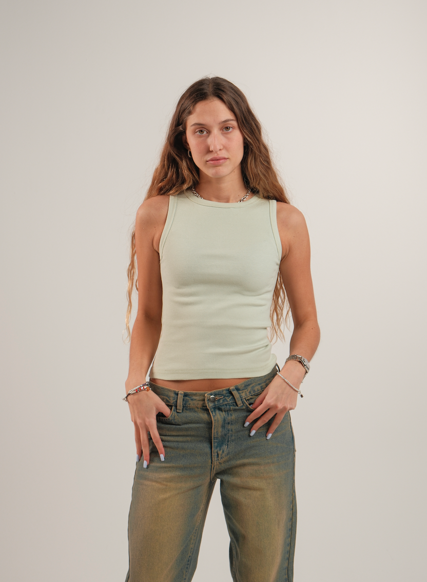 Crewneck Ribbed Tank Top